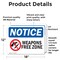 Signmission Weapon Free Zone OSHA Notice Sign, Vinyl Decal, 18in W x 12in L, 2PK OS-2PACK-NS-D-1218-L-16889 - alternate 2